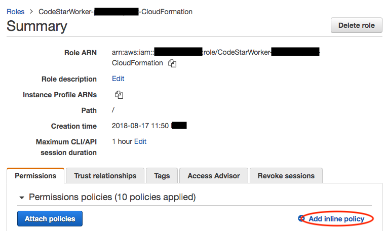Add Inline Policies for AWS CloudFormation IAM Role