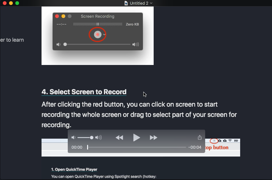 QuickTime Player Preview Screen Recording