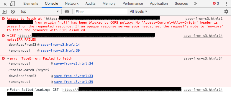 Screenshot of No 'Access-Control-Allow-Origin' Header Error