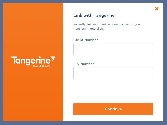 TransferWise Transfer Flow - Direct Debit From Tangerine