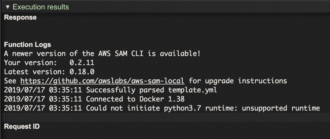 Cloud9 Fails to Run Local Lambda that has python3.7 as runtime