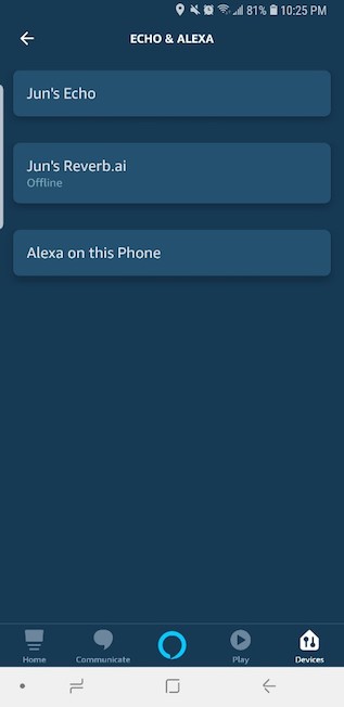 Screenshot of Alexa App Echo Alexa