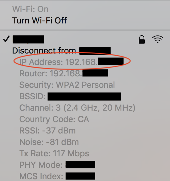 WiFi information by holding option key and click